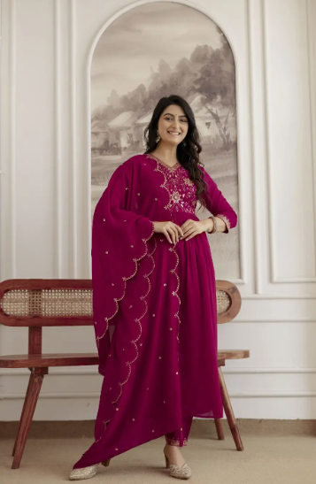 berrylicious Women Silk Blend Kurta Pant Dupatta Set